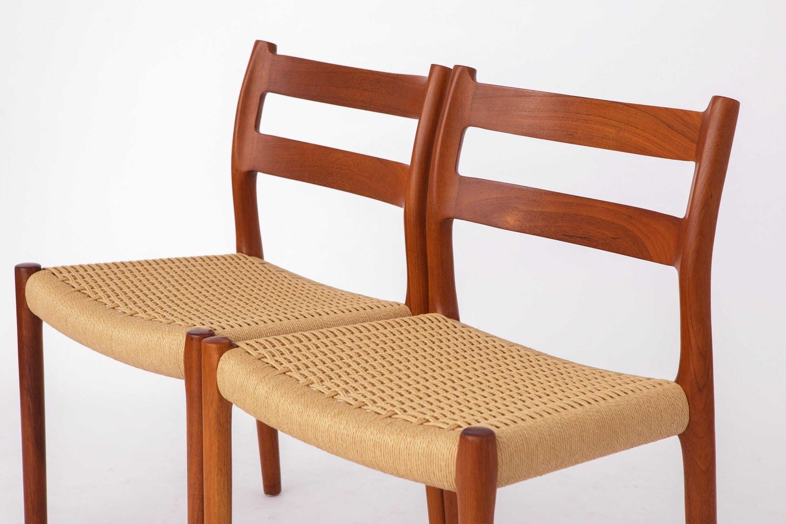photo furniture Set Of 4 Niels Otto Møller Model 84 Chairs – Danish Teak & Paper Cord, 1970s | Vintage Mid Century Modern Dining Chairs