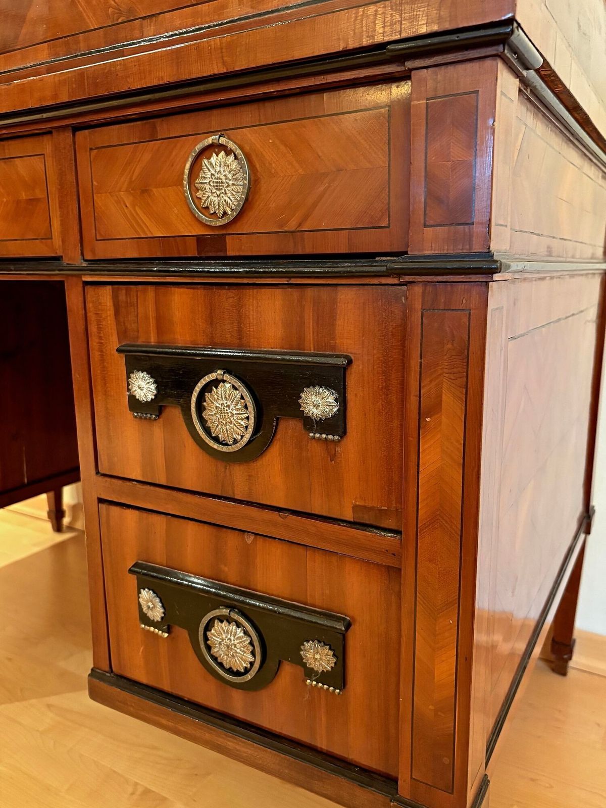 photo furniture 19th Century Empire Writing Desk With Roll Top, Nutwood, Austria Ca. 1800