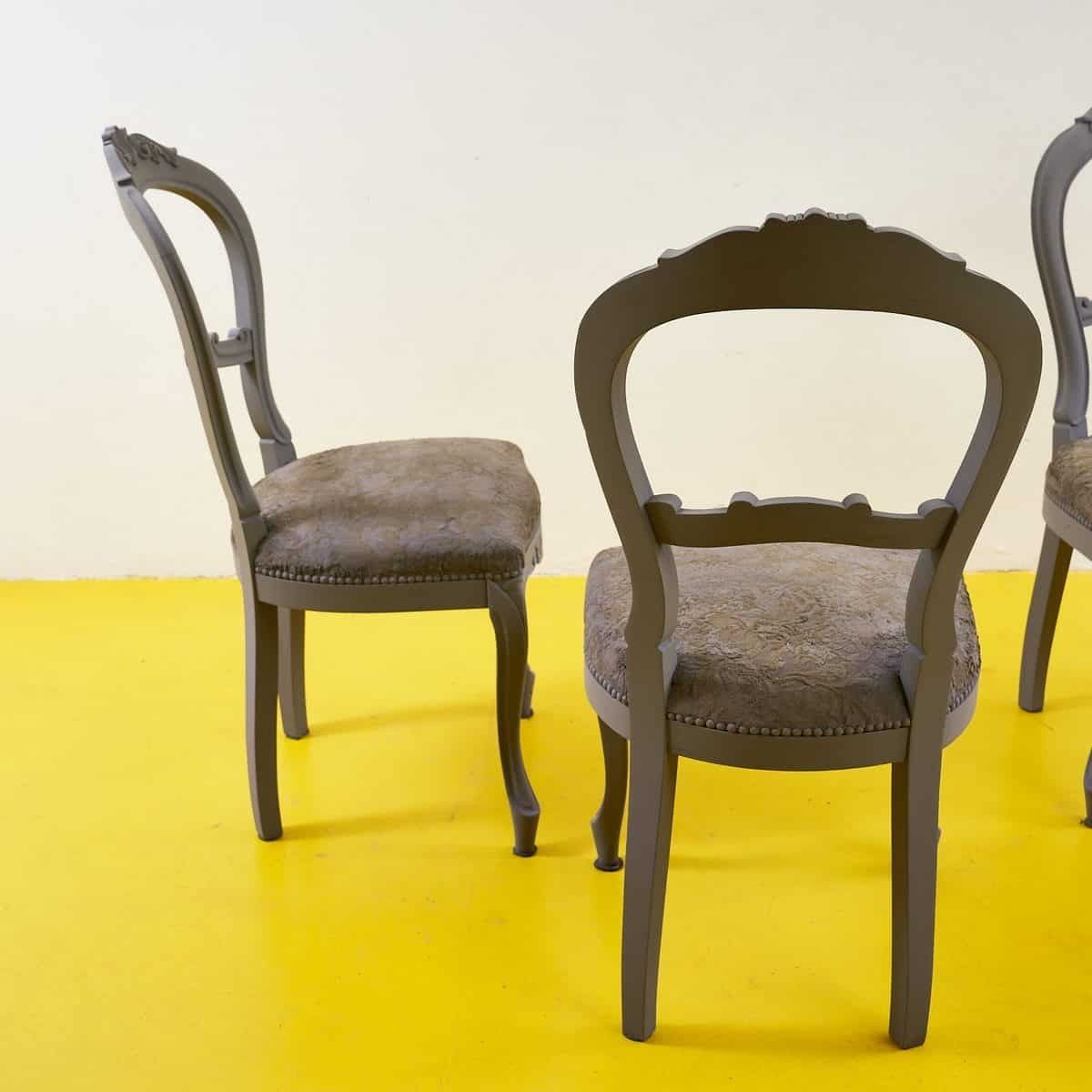 Elegant Vintage Chairs With Fabric Upholstery From The 1940s, 3 Pieces photo vintage