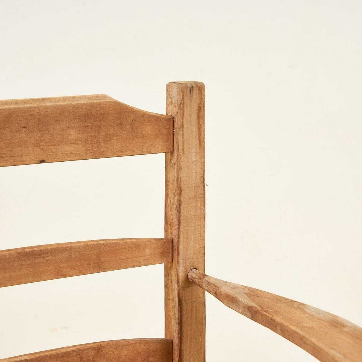 Rustic Wooden High Chair From The Early 1900s With Straw Seat photo for sale