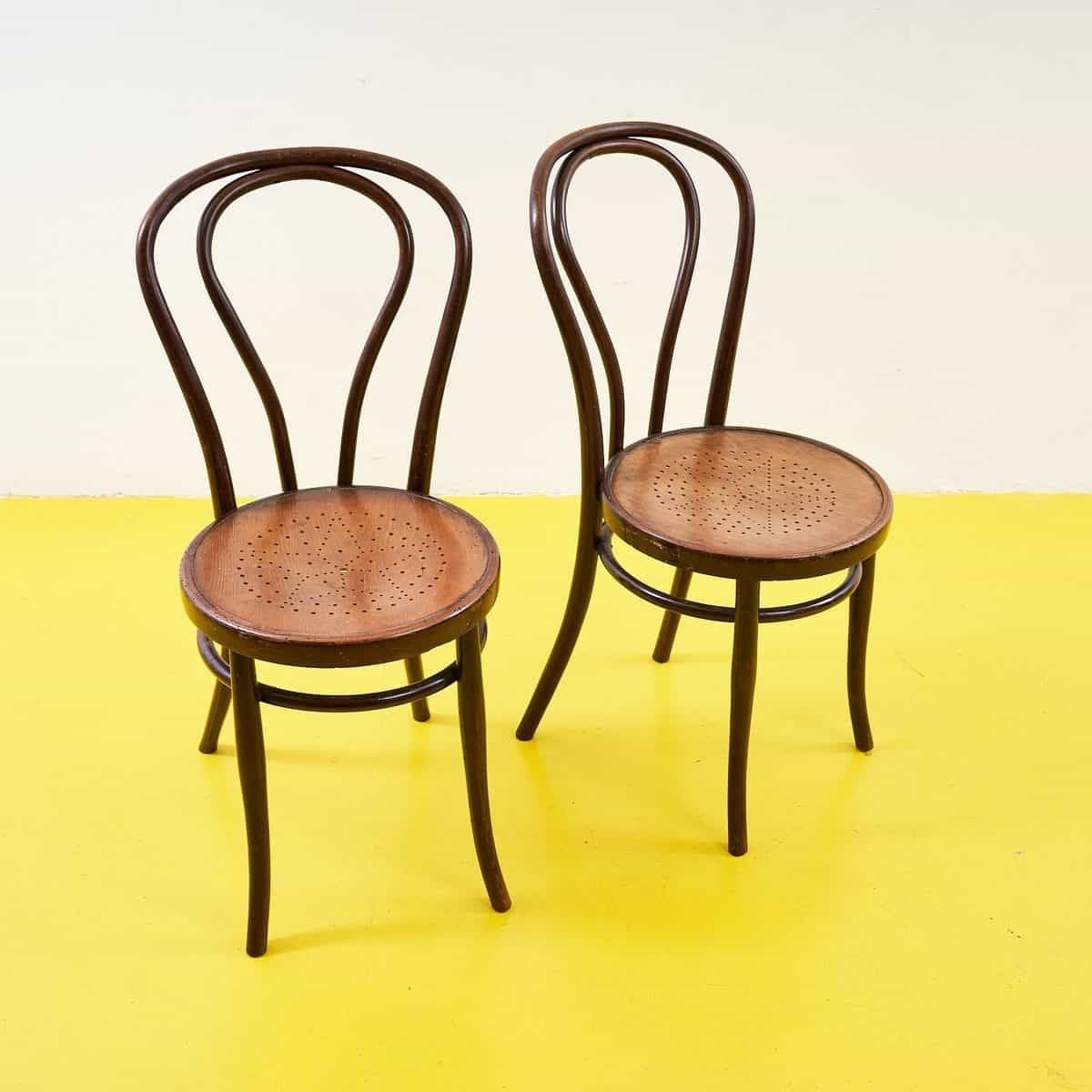 Pair Of Early 1900s Curved Wood Chairs