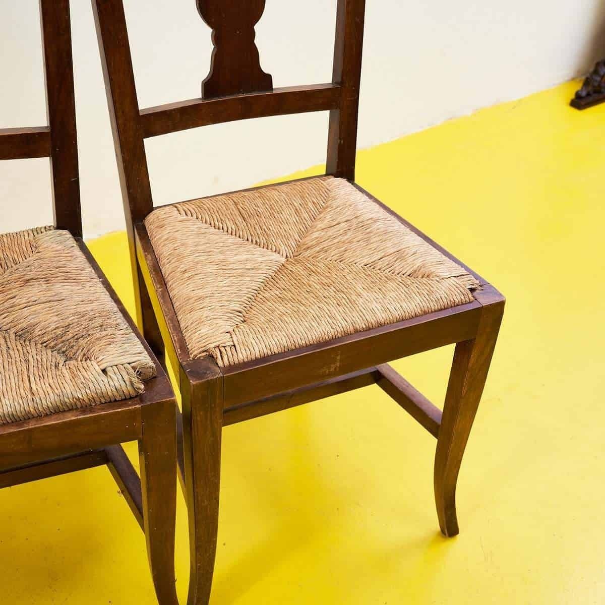 Elegant Wooden Chairs With Straw Seat, 4 Pieces photo buy