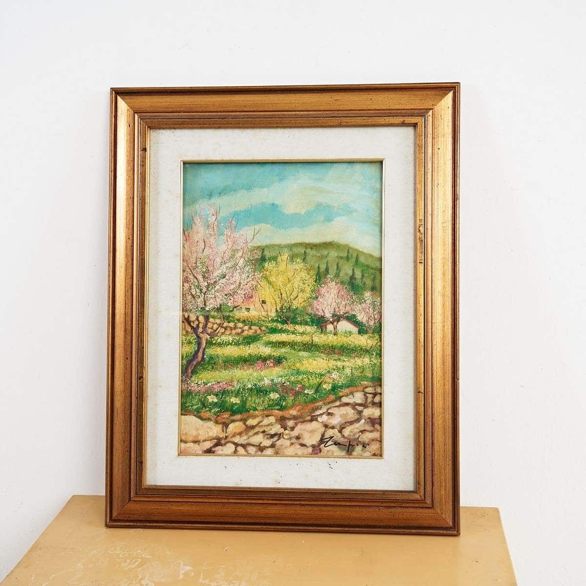 Enchanting Signed Landscape Painting, Peach Oil By Zampieri