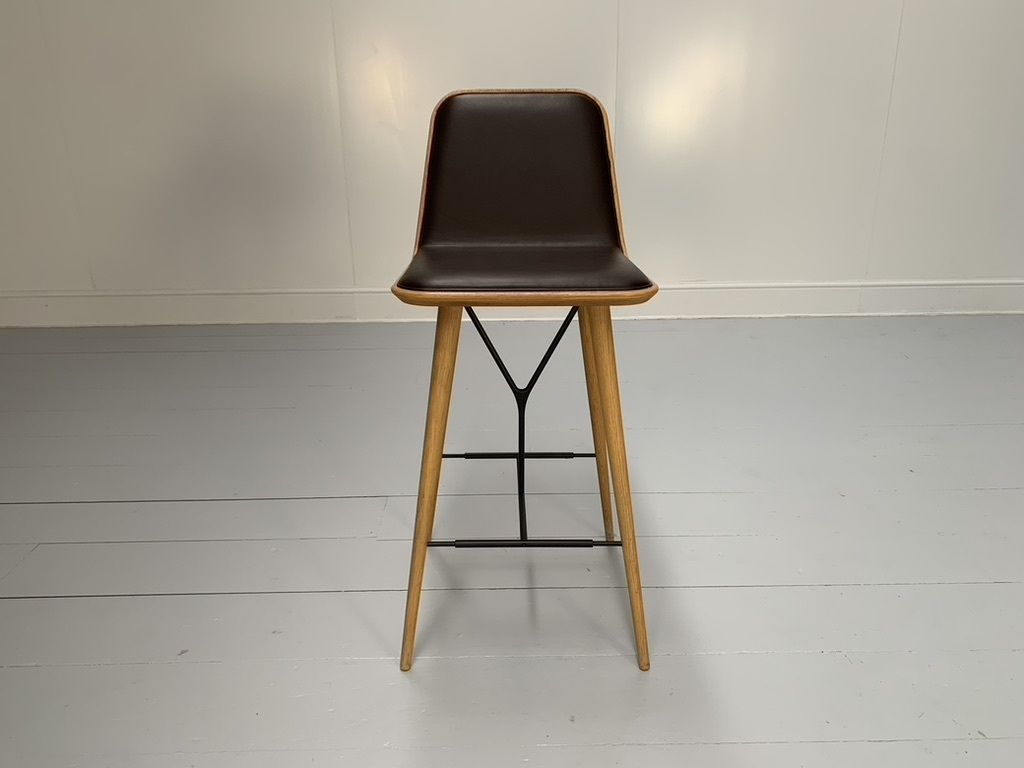 Fredericia “Spine” Counter Bar Stools Set Of 5 In Brown Leather photo Furniture