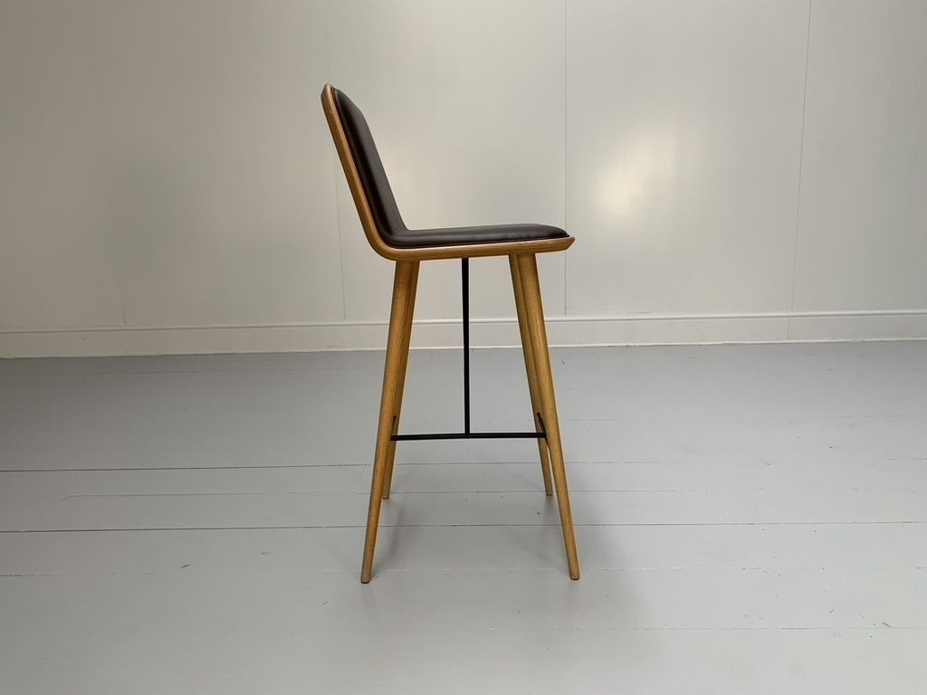 Fredericia “Spine” Counter Bar Stools Set Of 5 In Brown Leather photo vintage