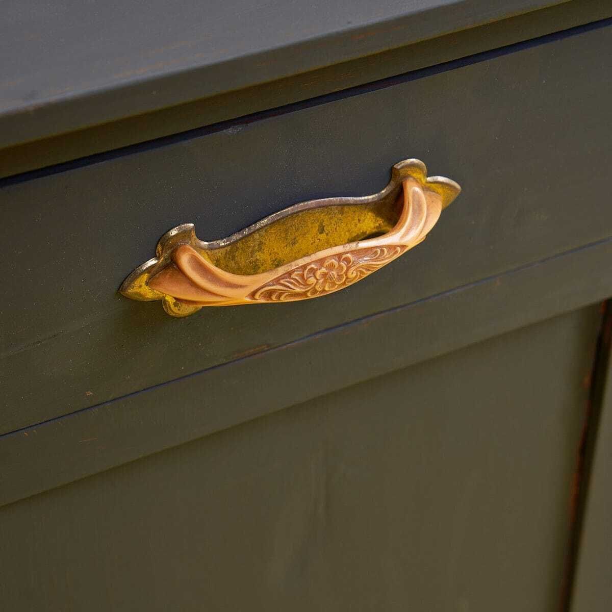 Elegant Black Wooden Bedside Table With Gold Details photo Furniture