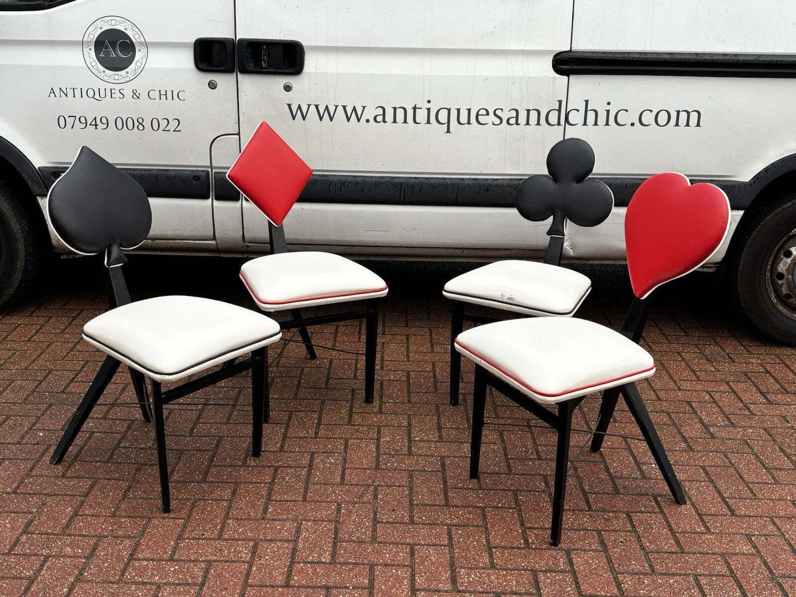 Mid Century Set Of Card Suit Dining Chairs, Poker Chairs, Games Table Chairs. photo furniture