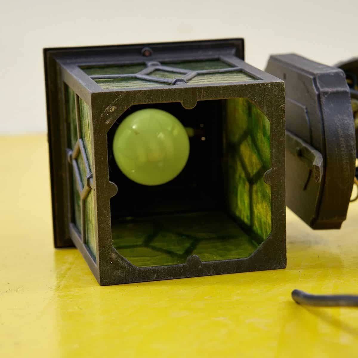 Vintage Street Lamps In Stained Glass And Metal