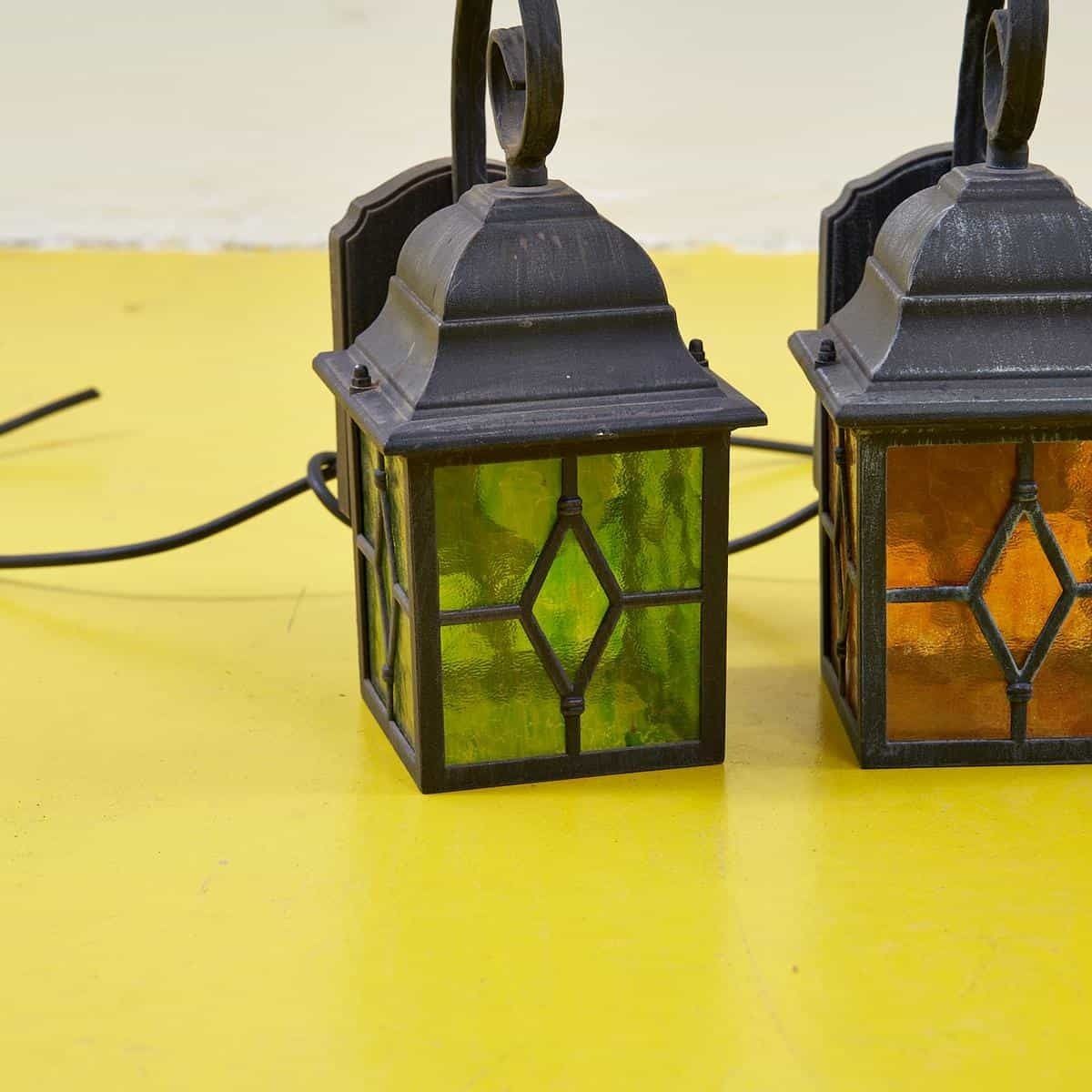 Vintage Street Lamps In Stained Glass And Metal photo Lighting