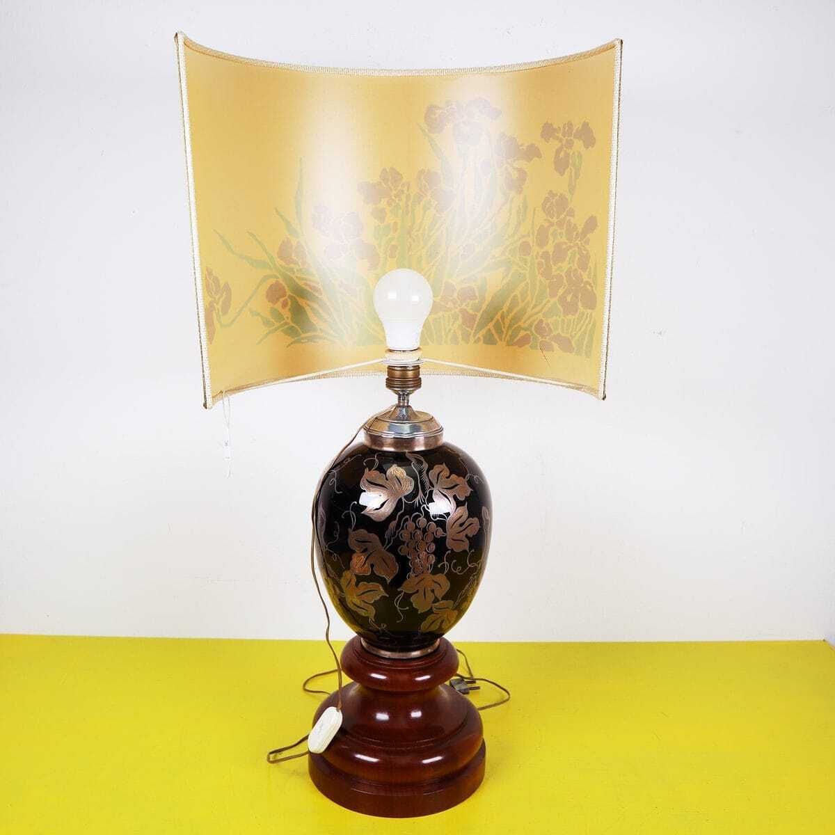 Lighting Vintage Glass Table Lamp With Silver Decoration photo