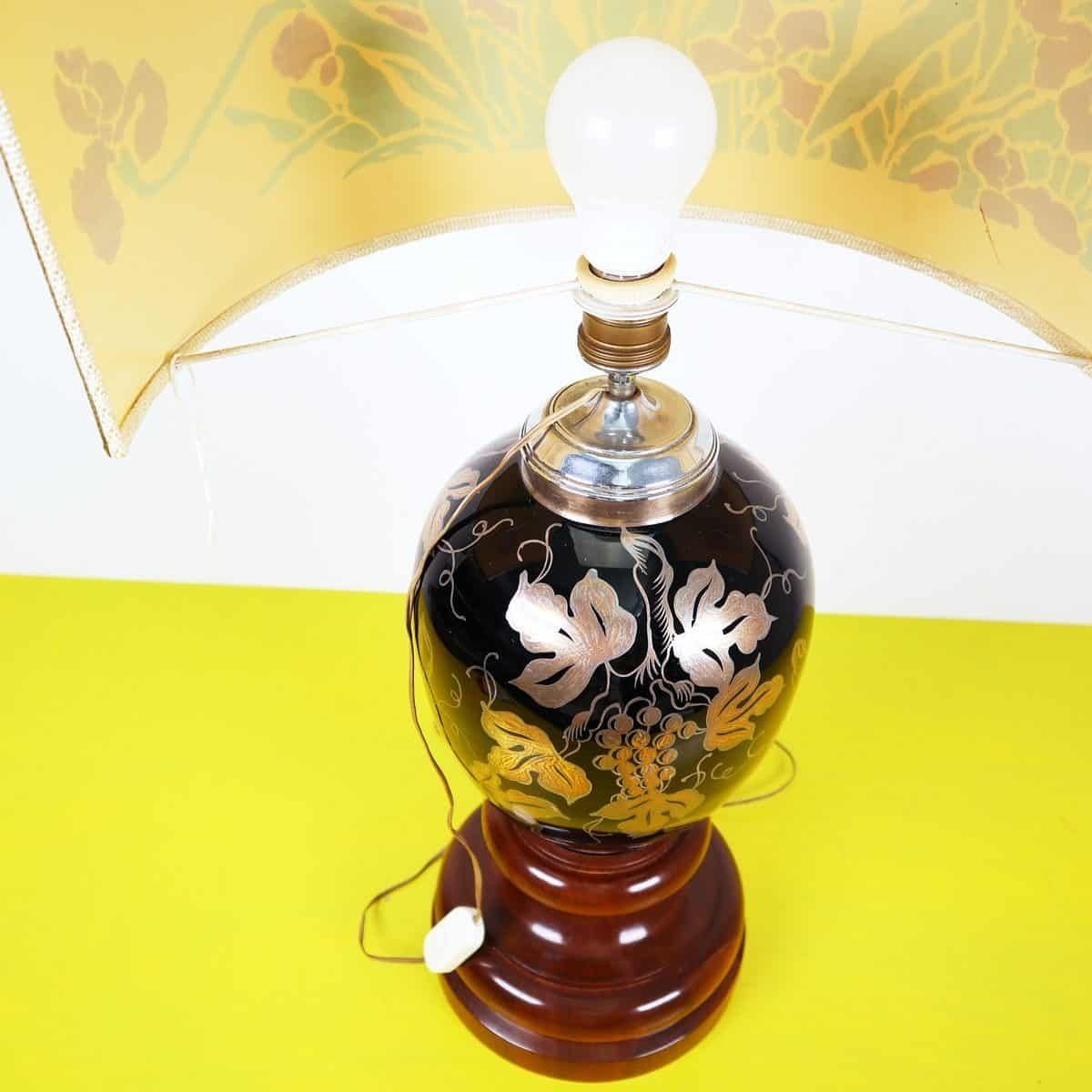 219.0 Vintage Glass Table Lamp With Silver Decoration photo