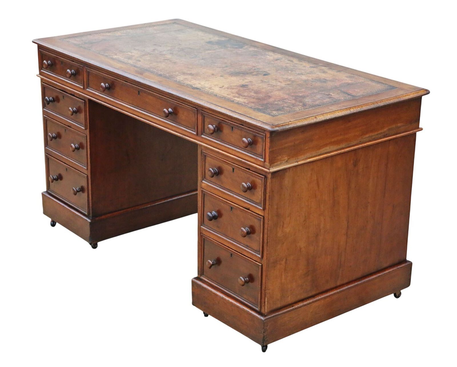 Antique Victorian C.1860 Mahogany Twin Pedestal Writing Desk – Quality Furniture photo Furniture