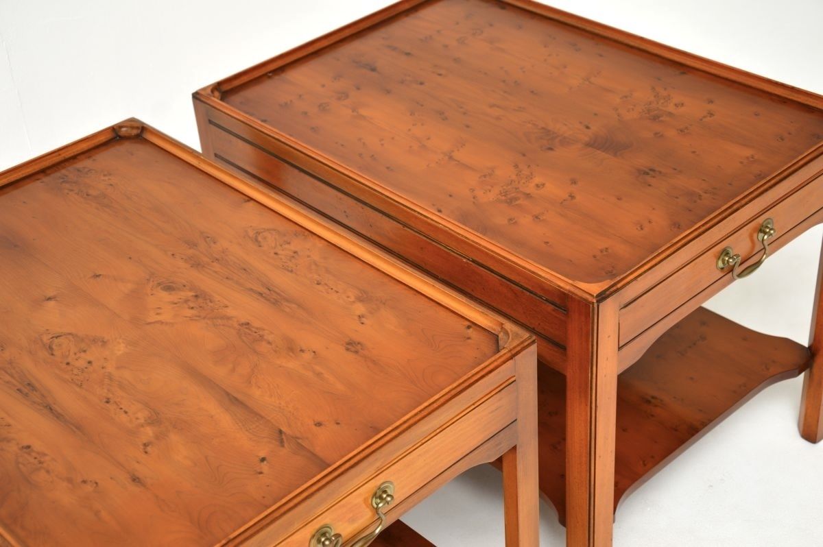photo furniture Pair Of Antique Georgian Style Yew Wood Side Tables