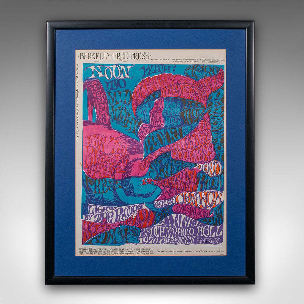 Original Concert Poster, American, Psychedelic Art, Berkeley Free Press, C.1970 photo furniture