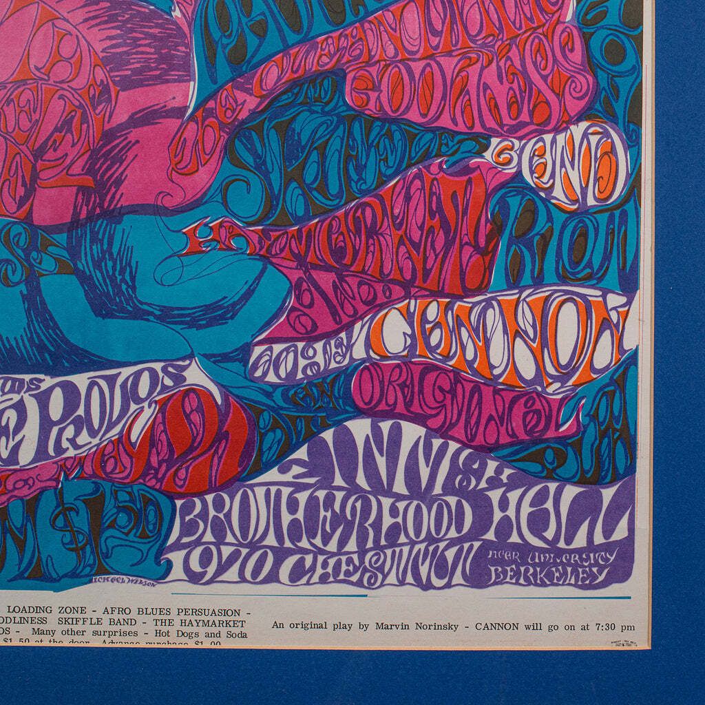 Original Concert Poster, American, Psychedelic Art, Berkeley Free Press, C.1970 photo vintage
