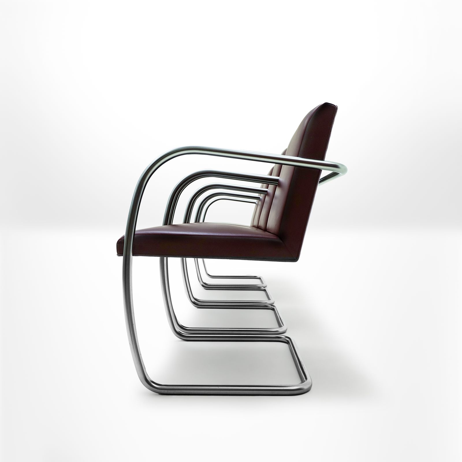 Set Of 4 Mies Van Der Rohe Knoll, Mr50 Brno Leather And Chrome Dining Chairs