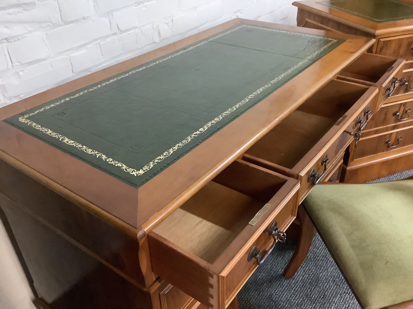 photo furniture Edwardian Reproduction Desk And Other Matching Office Furniture.