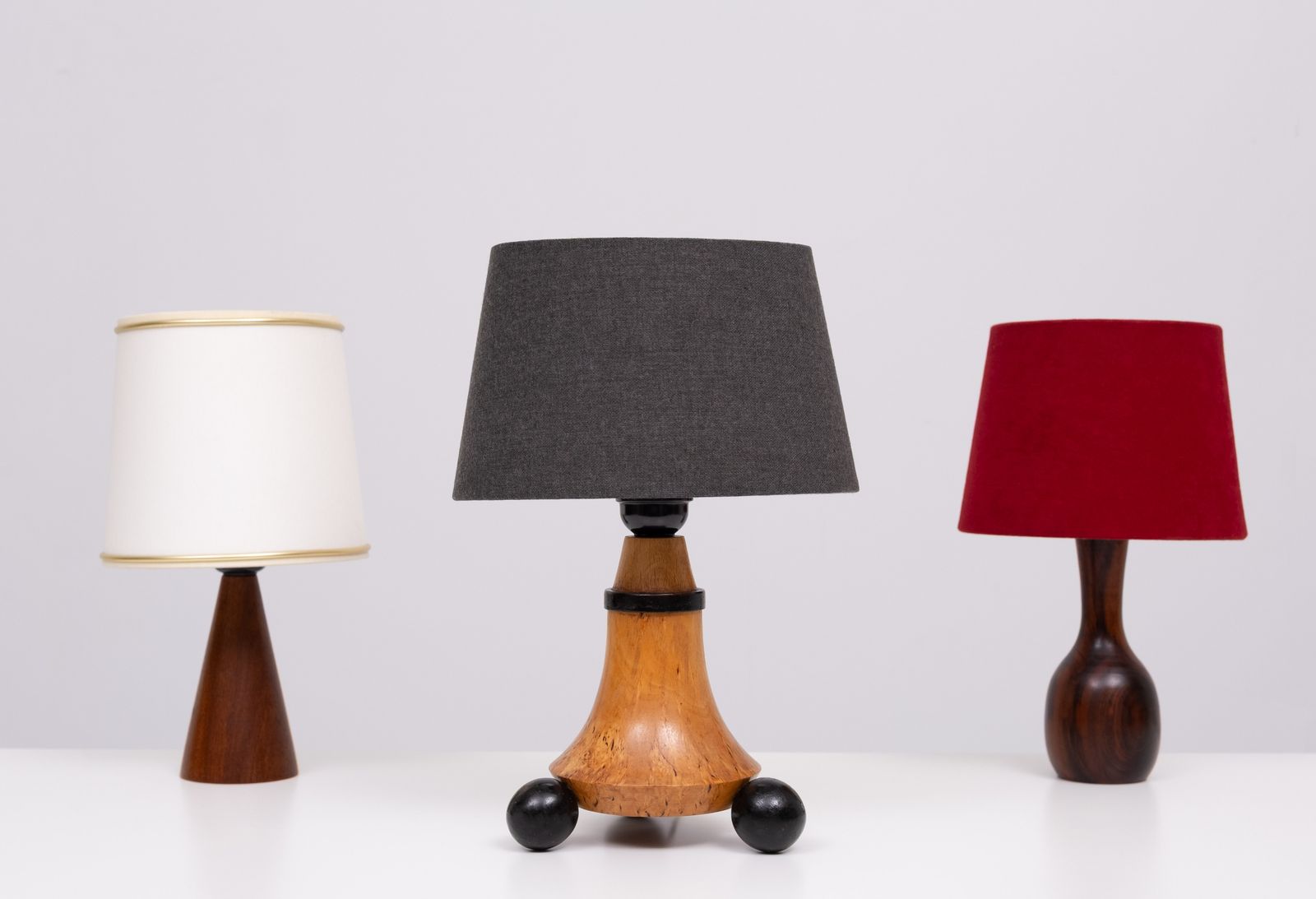 Trio Small Table Lamps 1960s Incl Shades Holland photo 650.0