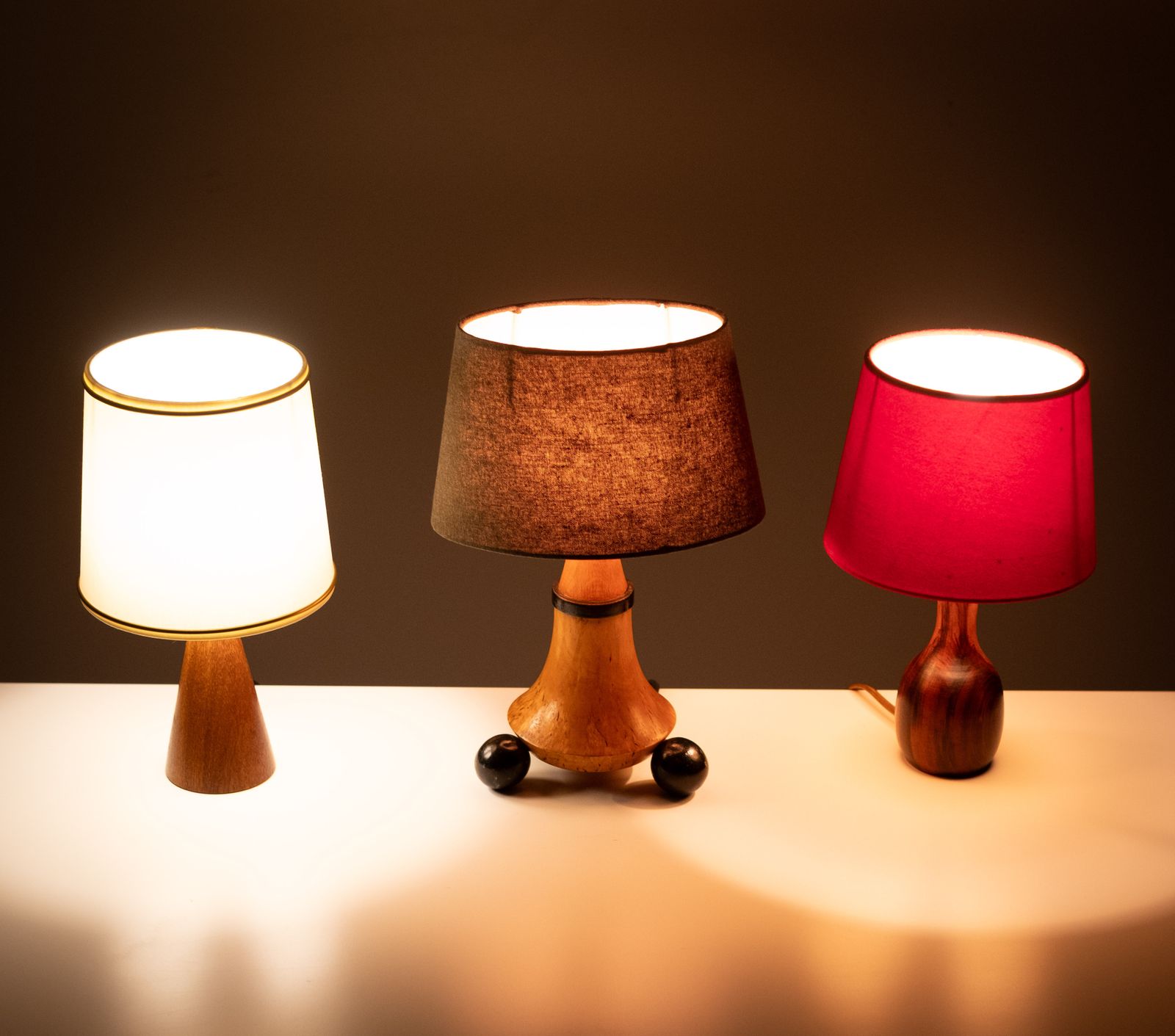 Trio Small Table Lamps 1960s Incl Shades Holland photo vinterior