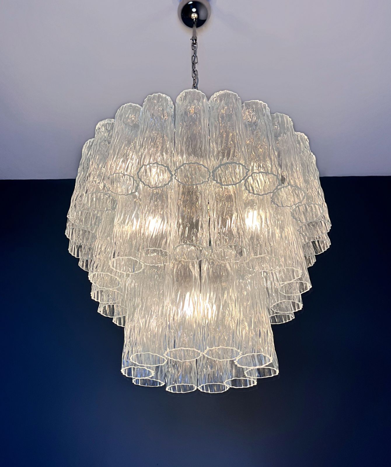 Large Three Tier Venini Murano Glass Tube Chandelier photo buy