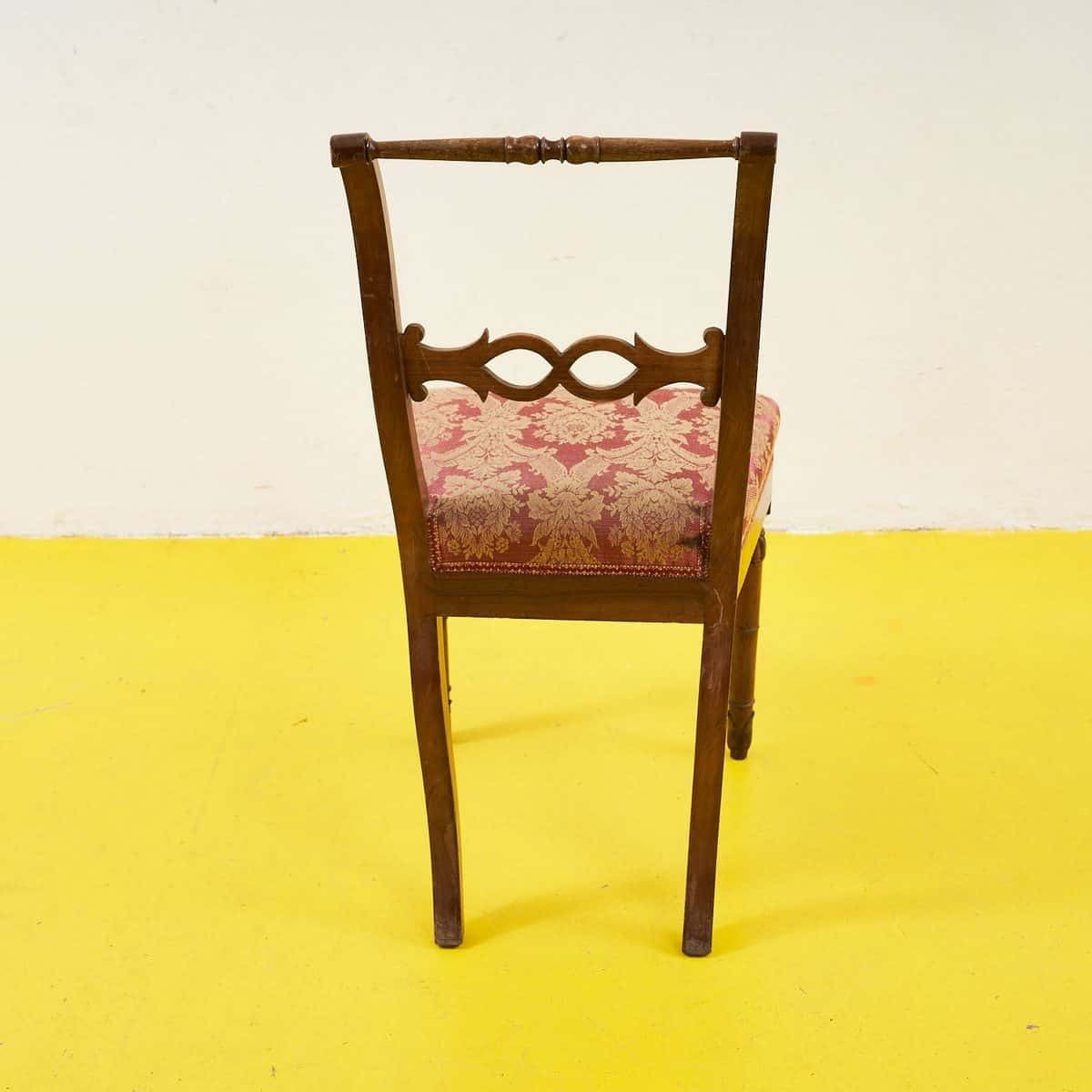 19th Century Chair Upholstered In Red Damask Fabric photo vinterior