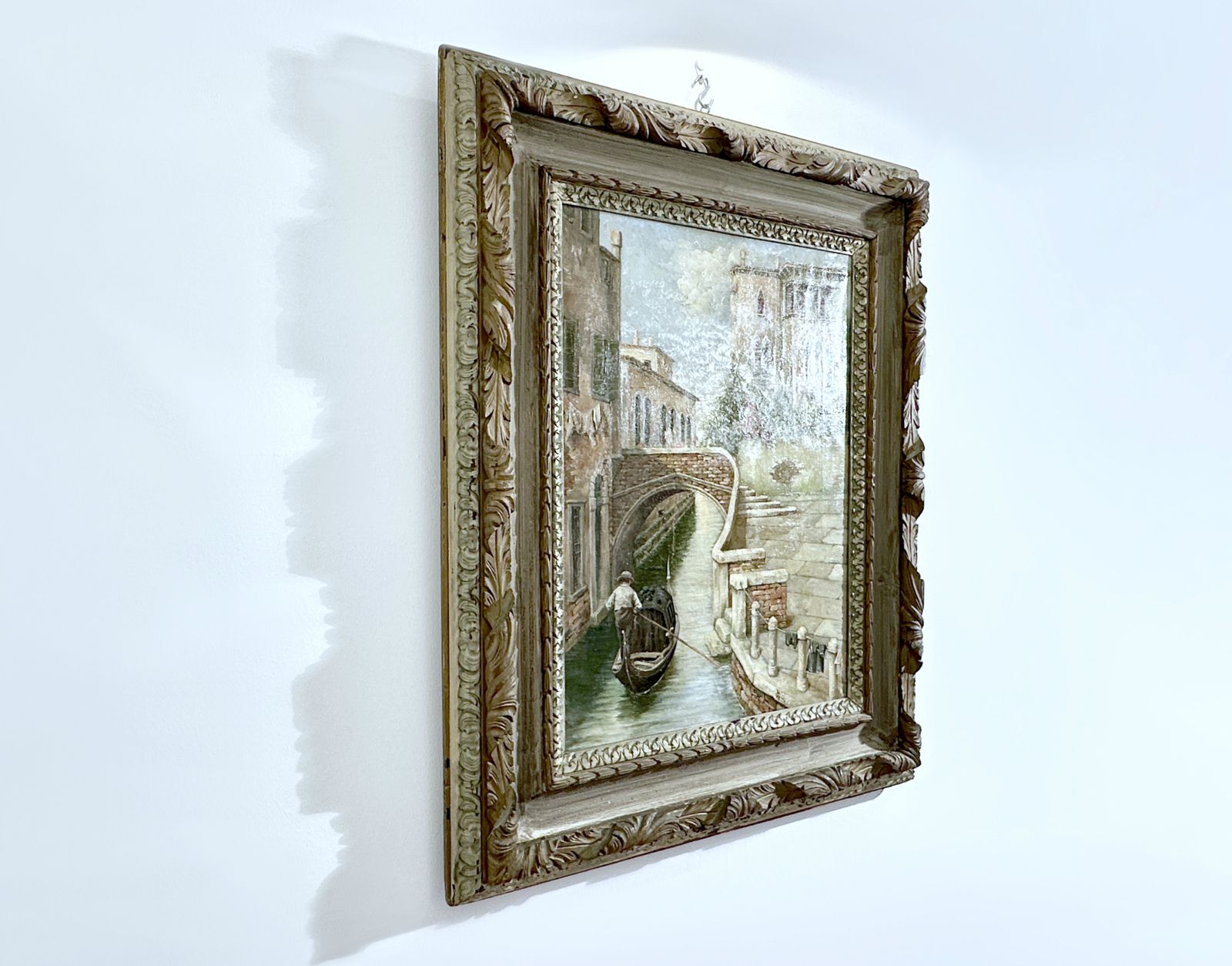 photo vinterior Gondola In Venice / Oil On Canvas / 19th Century G. Lorini