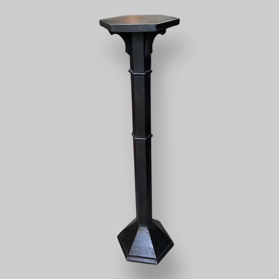 Gothic Revival Ebonised Oak Church Candlestand, C.1900