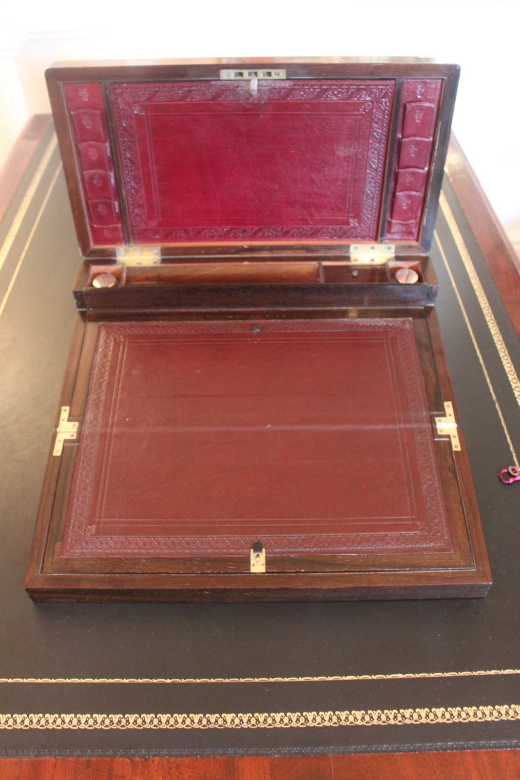 photo furniture A Fine Late Georgian Rosewood Bi Fold Writing Slope With Secret Drawers