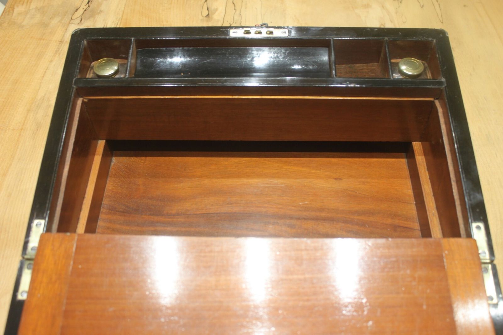 photo furniture Victorian Walnut And Brass Bound Writing Slope With Secret Drawers