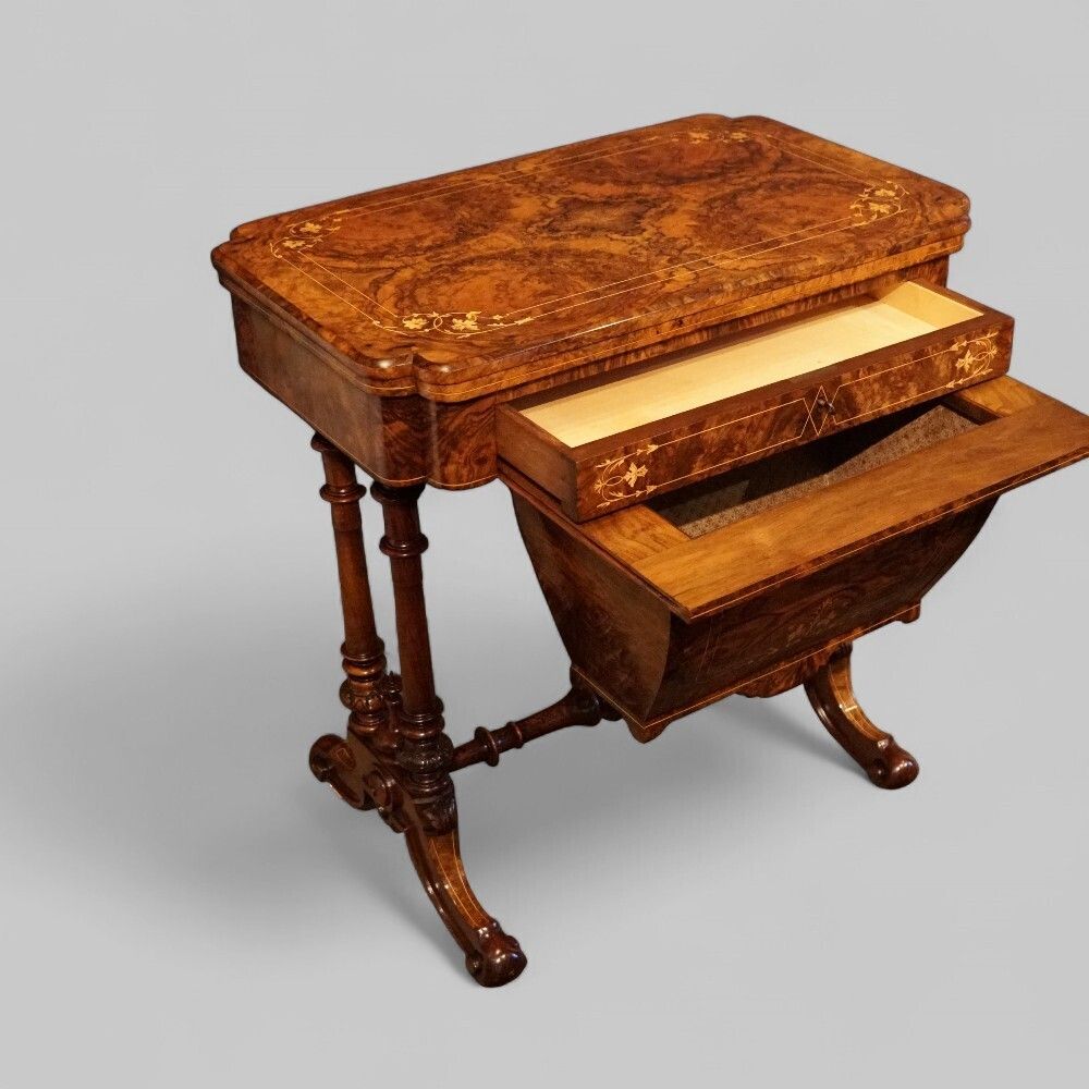 3250.0 Victorian Inlaid Burr Walnut Combined Games And Worktable photo