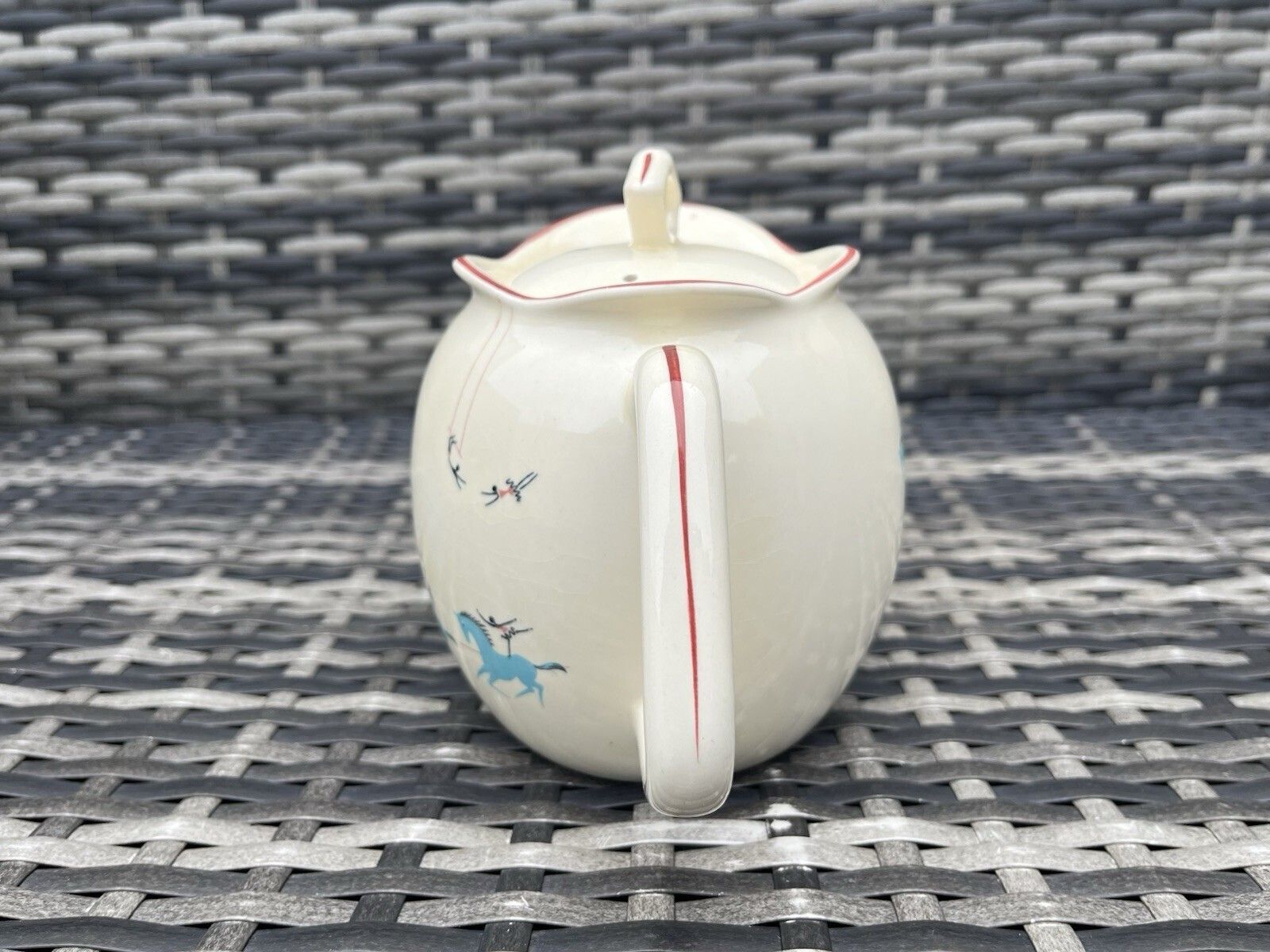 Rare Vintage 50's Beswick Circus Pattern Teapot Horses Kitsch Mid Century Retro photo vinterior