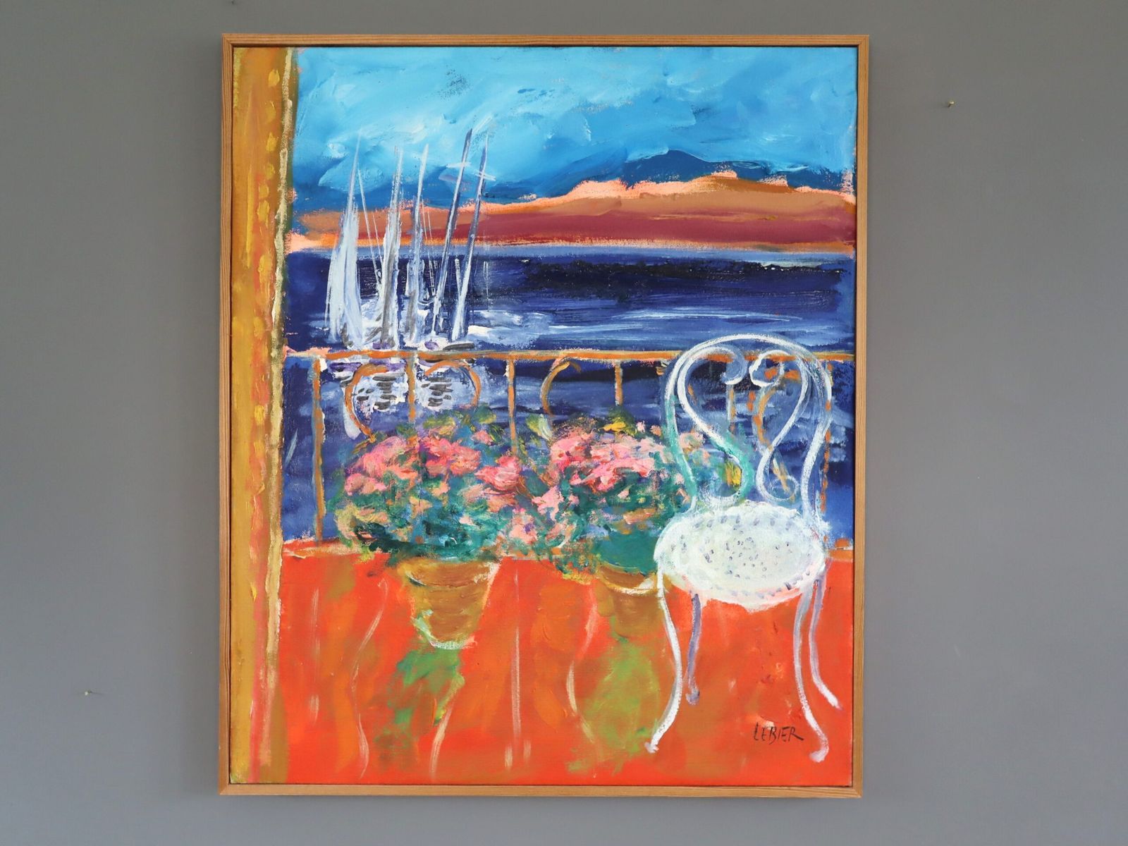Sunlit Balcony Oil Painting, Modernist