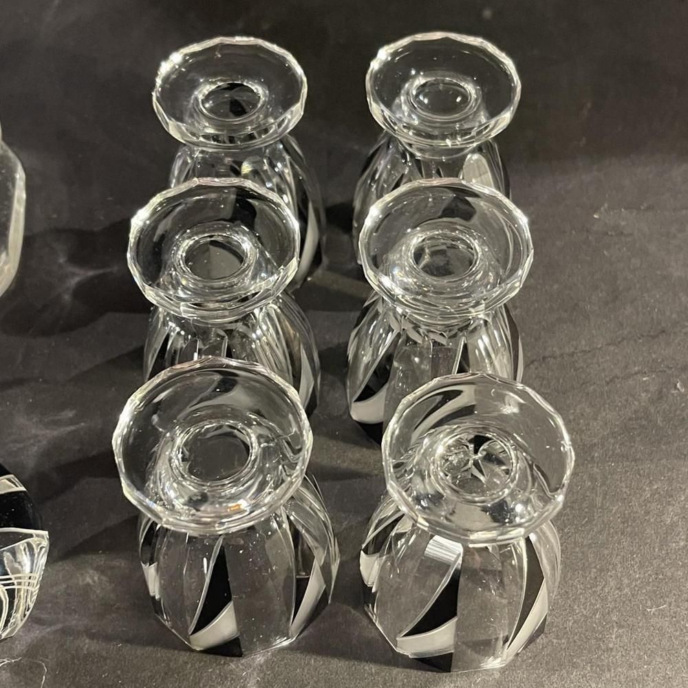 Liqueur Service In Cut Doubled Crystal By Karl Palda, 1930s, Set Of 8 photo buy