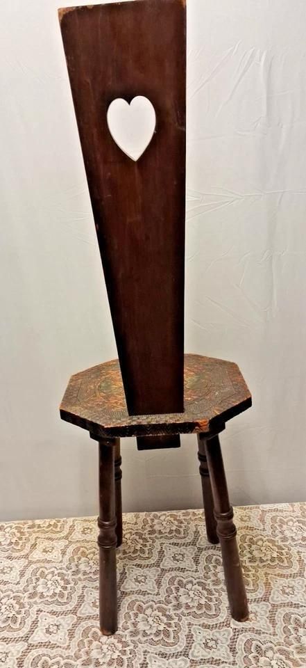 Antique Traditional Welsh Oak Spinning Chair With Intricate Leaf Carving photo for sale