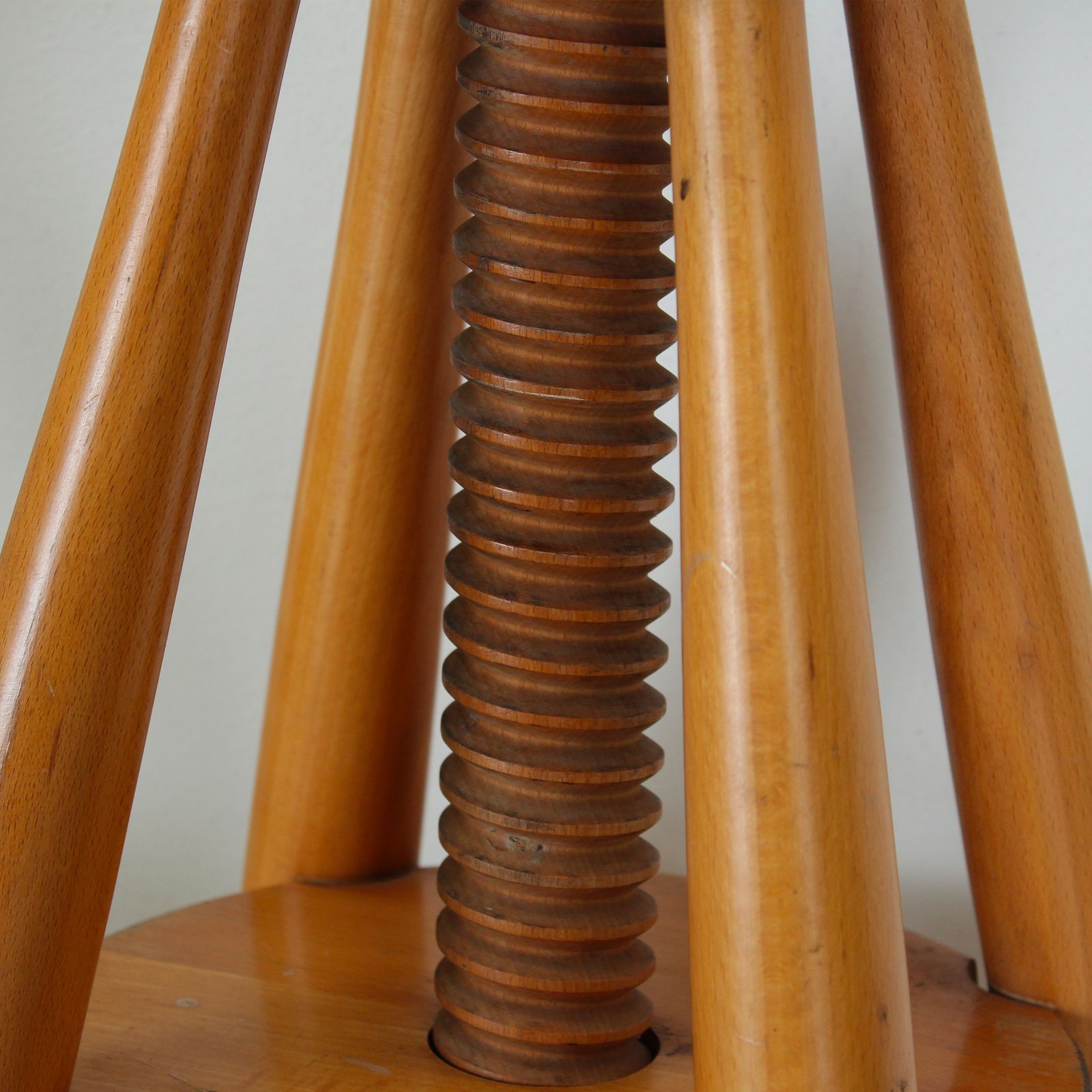 Pair Of Mid Century Modern Italian Fir Swivel Stools, 1960s, In The Style Of Charlotte Perriand photo 4000.0