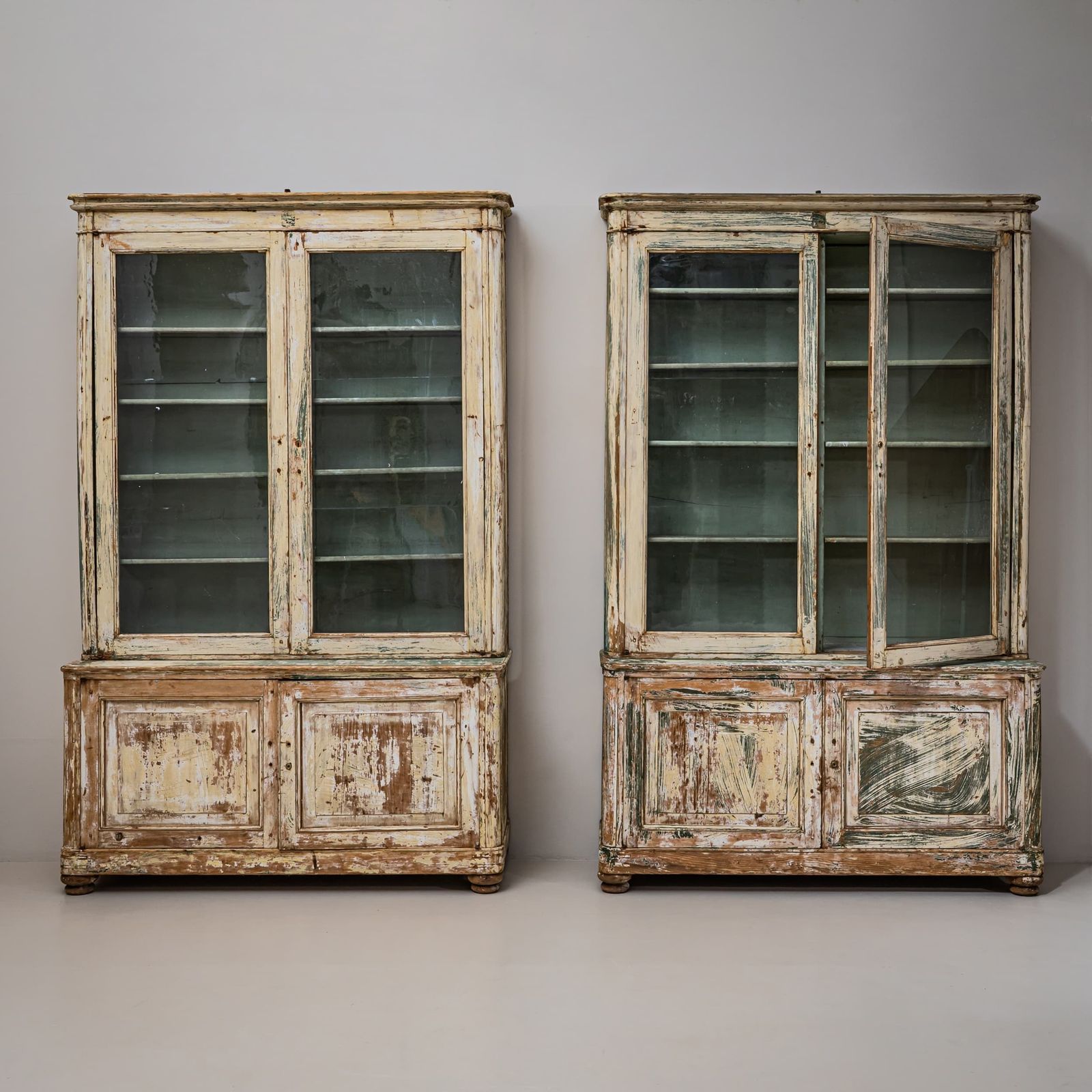 photo furniture Pair Of Large Painted Library Cabinets, Italy, Circa 1840