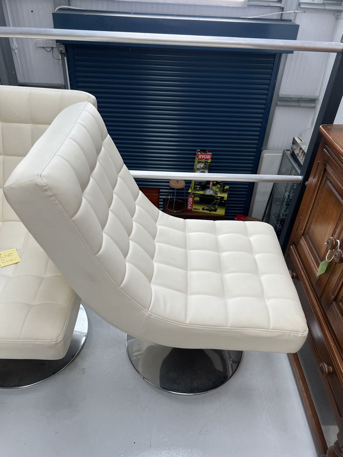 Chrome And Faux Leather Easy Chairs photo furniture