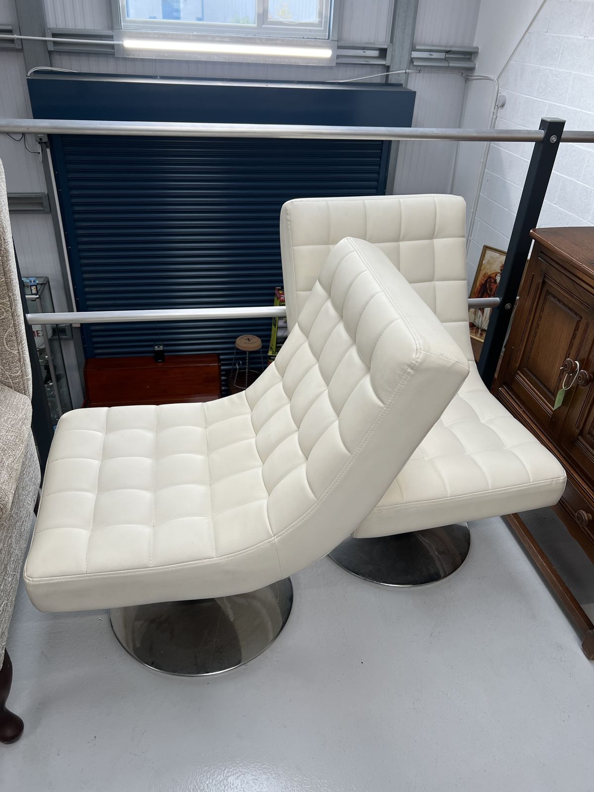 Chrome And Faux Leather Easy Chairs photo Furniture