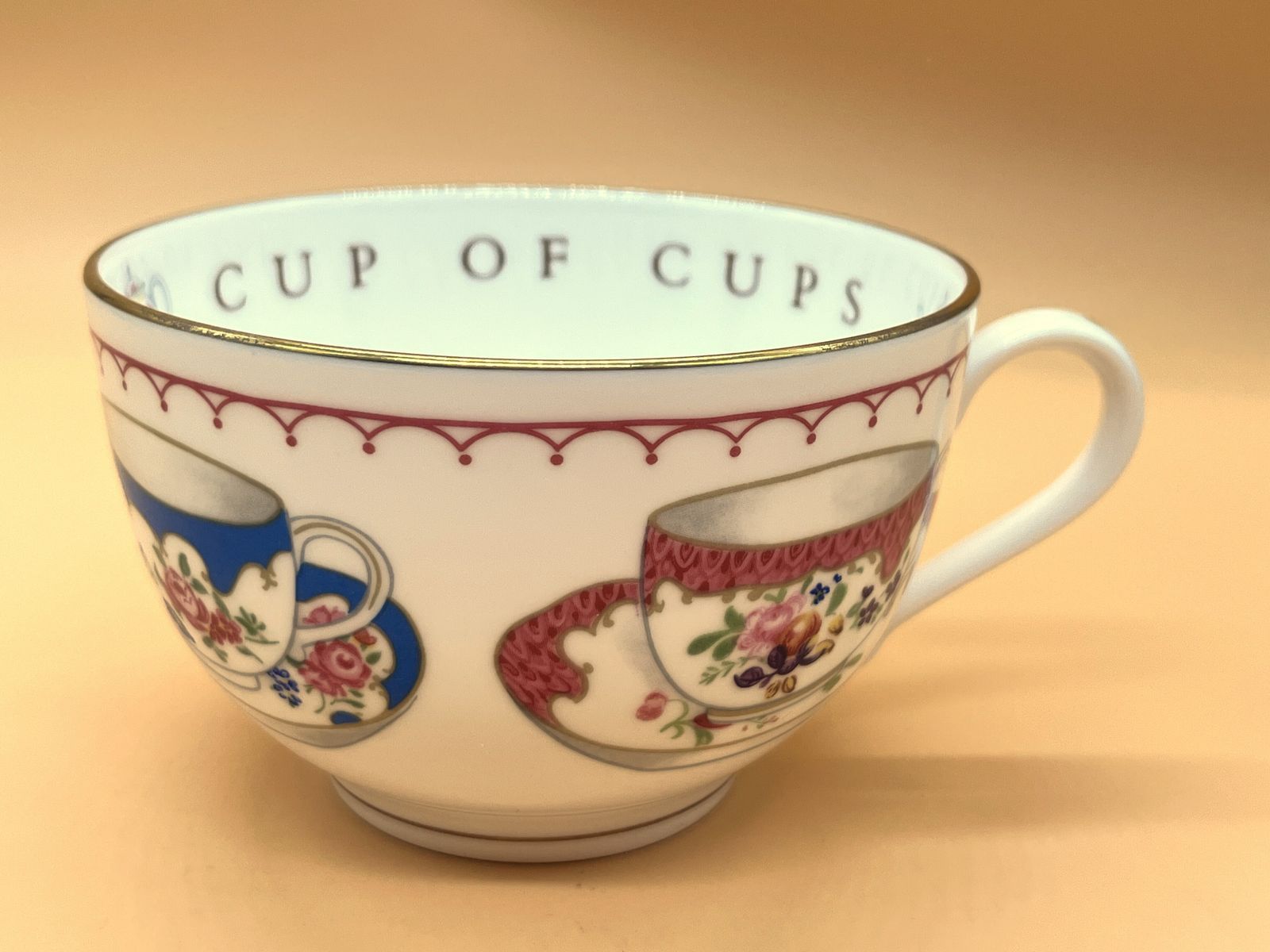 photo for sale Royal Worcester China Cup Of Cups Design Pink Large Breakfast Tea Cup, Saucer & Plate Trio.