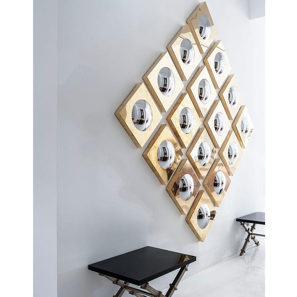 Mid Century Modern Style Made Of Brass Italian Convex Mirrors photo 598.0
