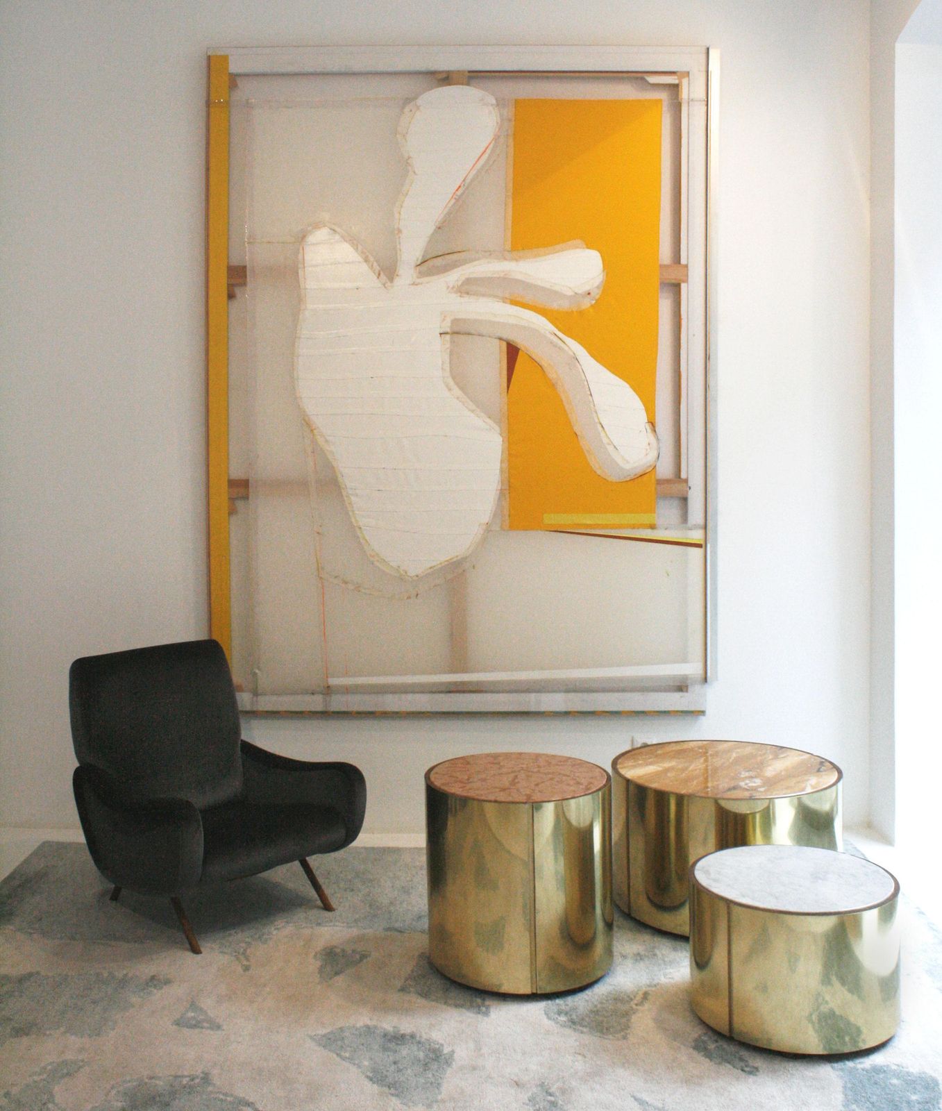 photo vinterior L.A. Studio Modern Brass And Marble Set Of Three Italian Side Tables