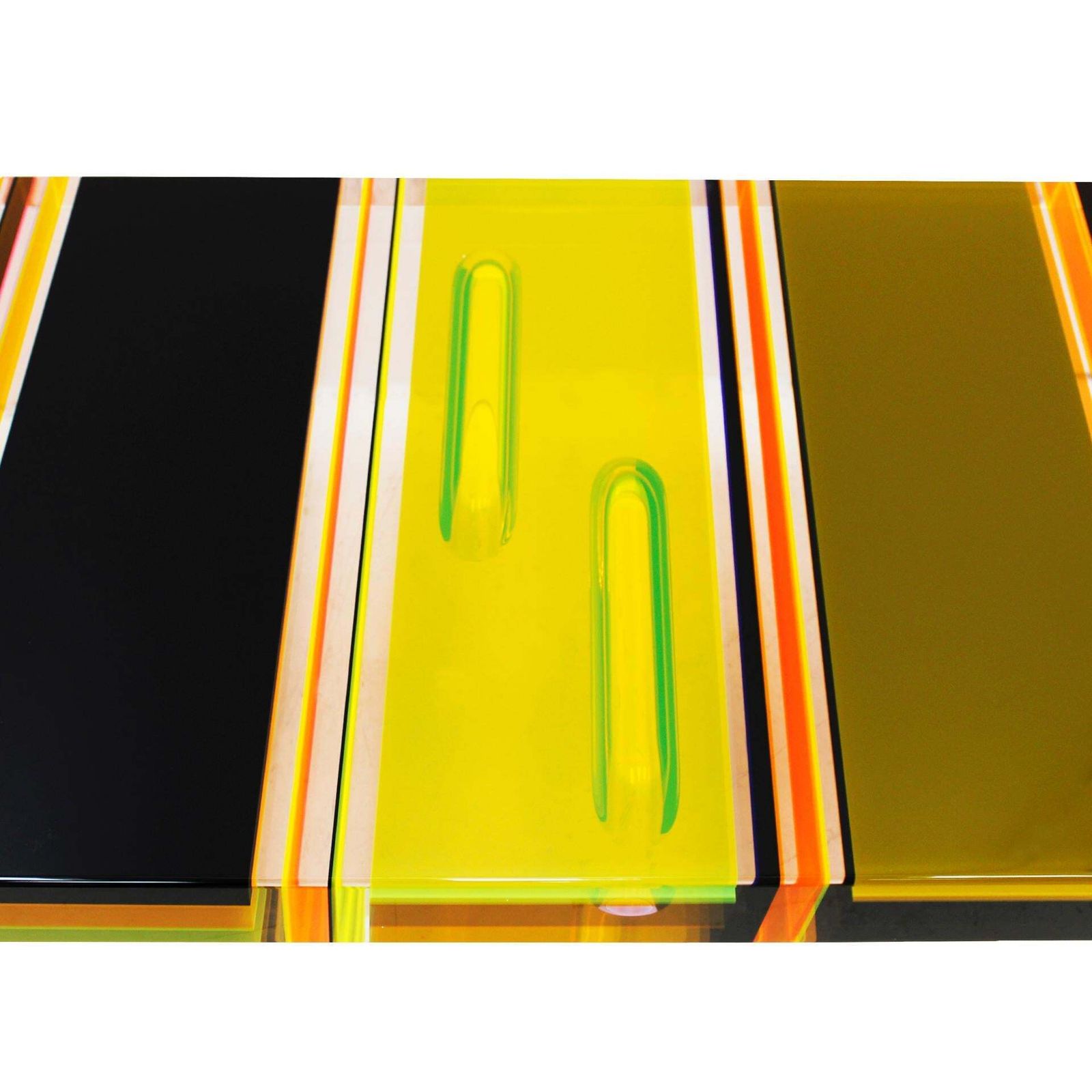 Studio Superego Modern Multicolor Plexiglass And Brass Feet Italian Coffee Table photo Furniture