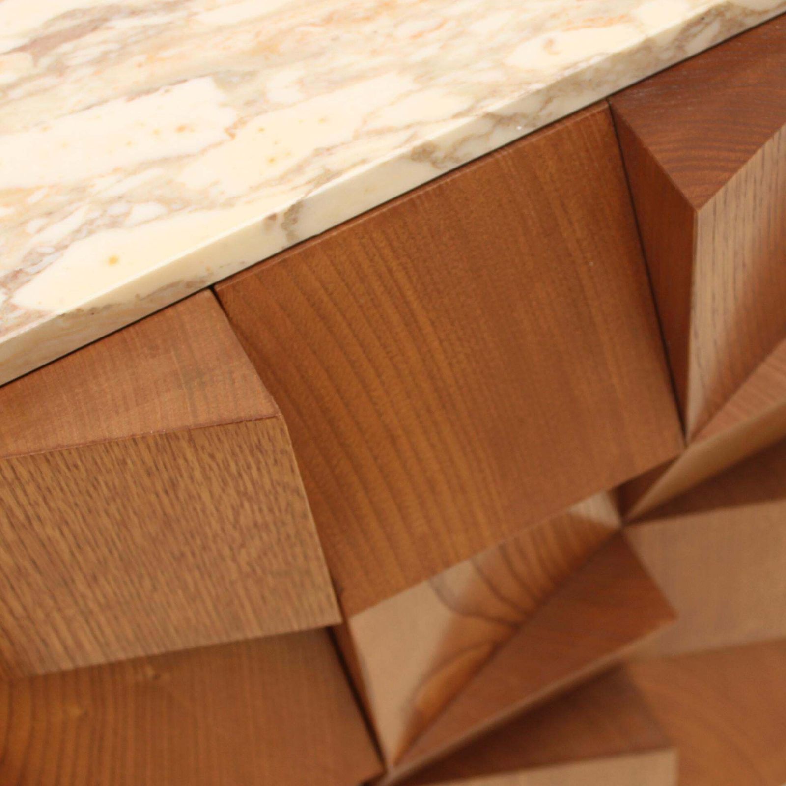 L.A. Studio Pair Of Birch Wood And Siena Marble Stone Italian Side/Night Tables photo 13400.0