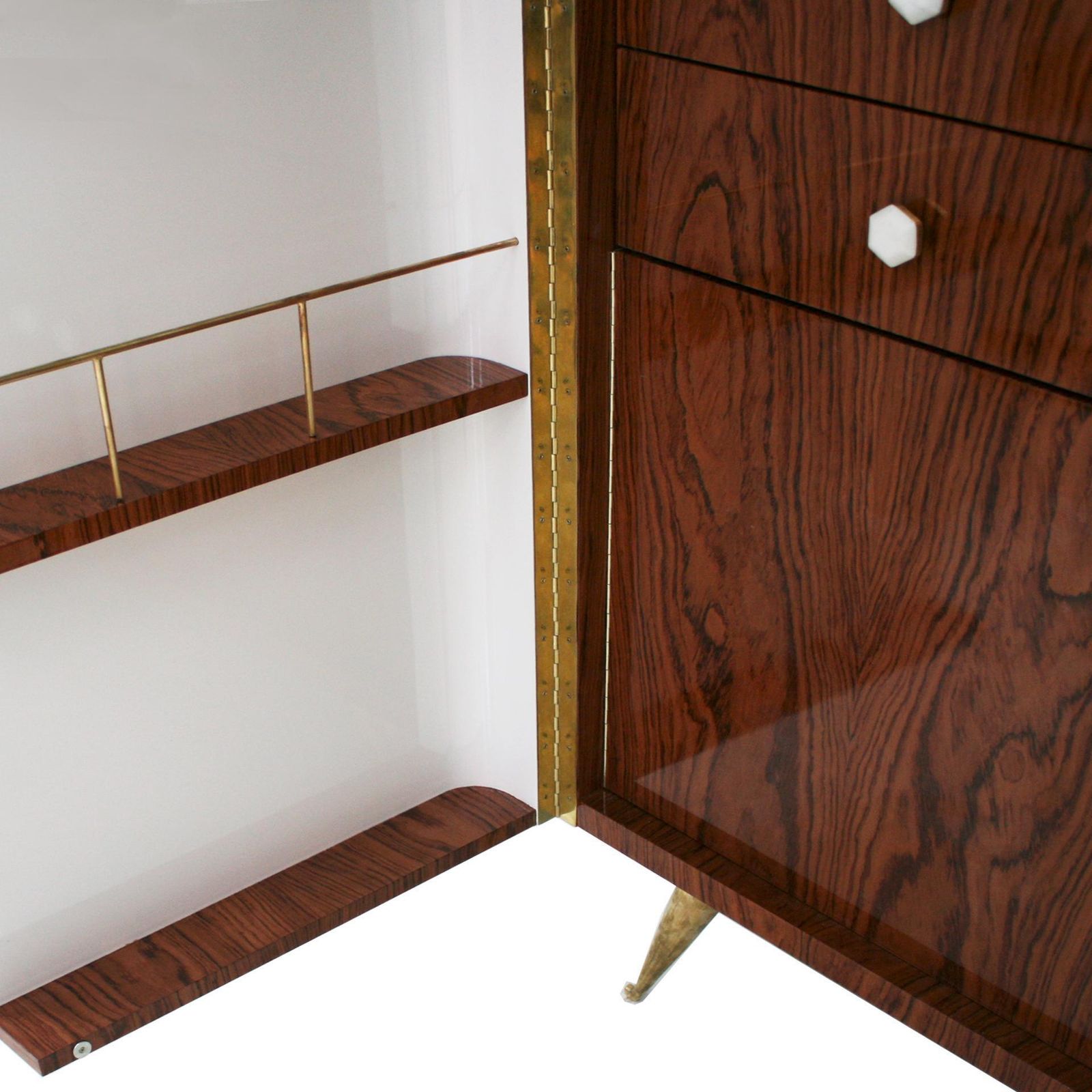 L.A. Studio Lacquered White Wood Paolo De Poli Handles Italian Drinks Cabinet photo buy