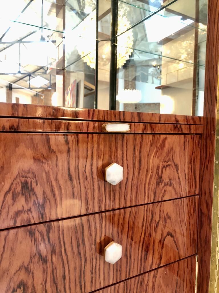 photo buy L.A. Studio Lacquered White Wood Paolo De Poli Handles Italian Drinks Cabinet