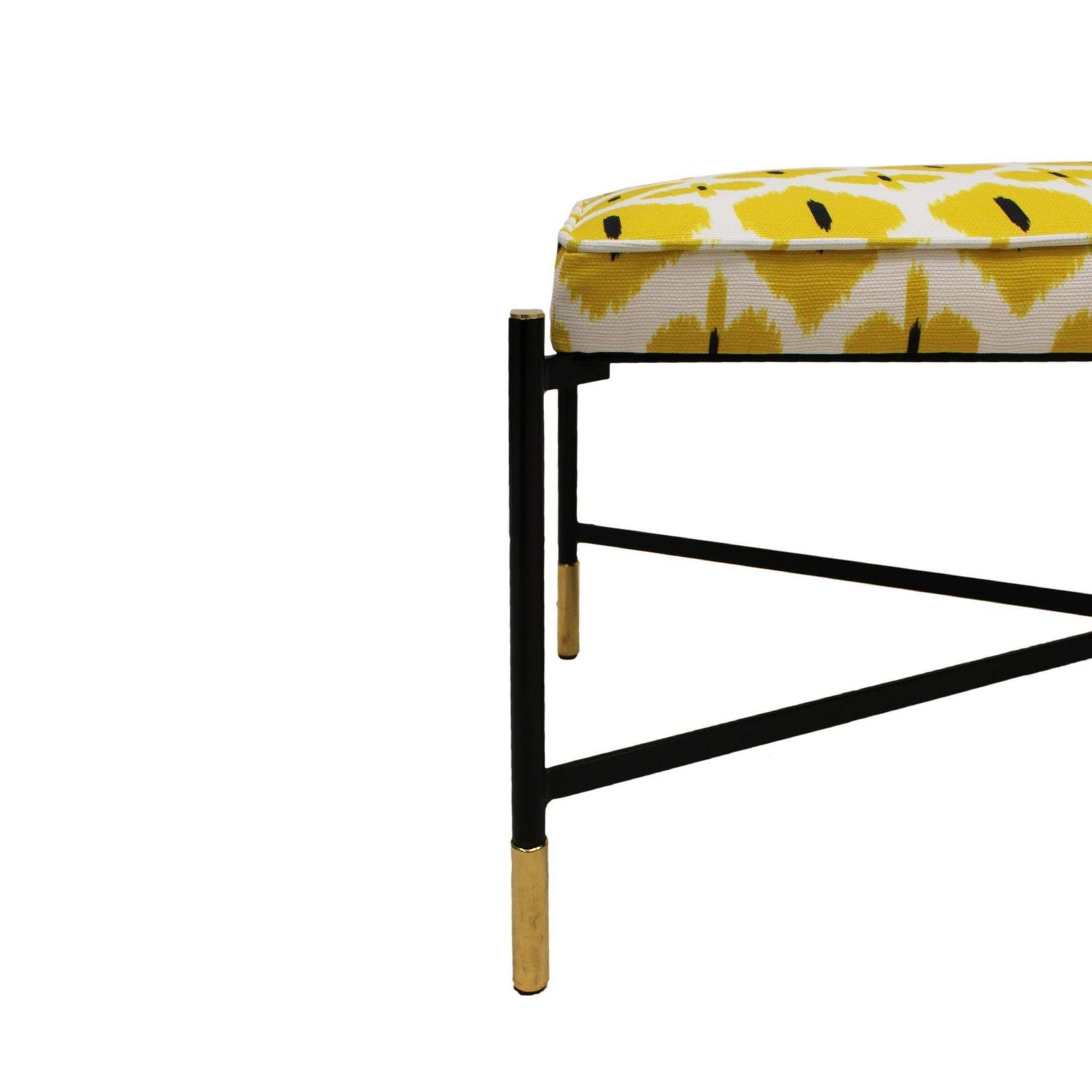 Italian Vintage Footstool, 1970s. Black Lacquered Iron And Brass Details photo vinterior