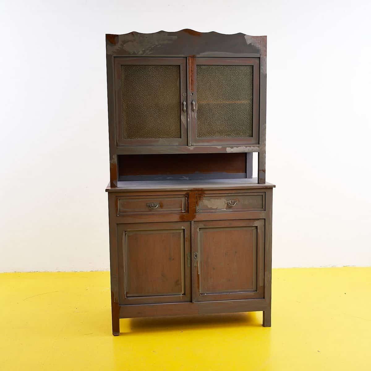 Vintage Wooden Sideboard With Showcases