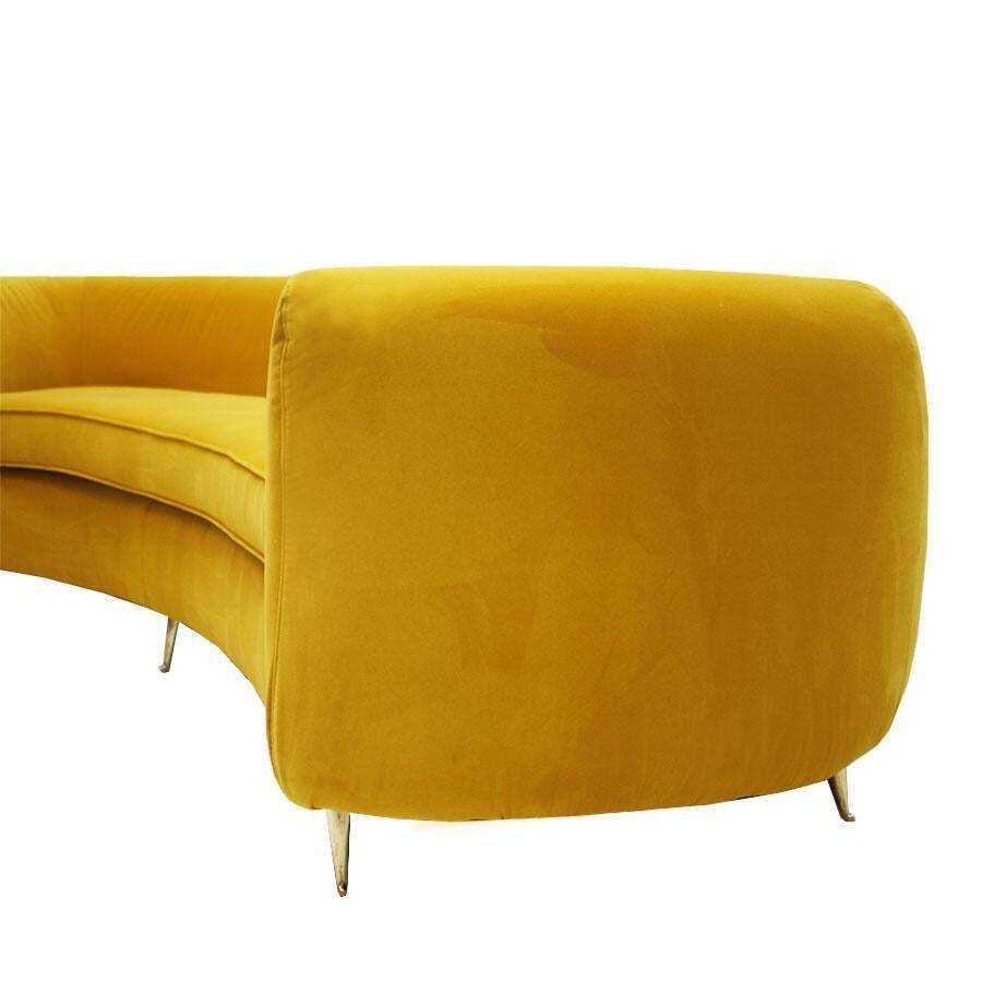 L.A. Studio Curved Yellow Sofa Of Six Seat Manufactured In Italy photo for sale