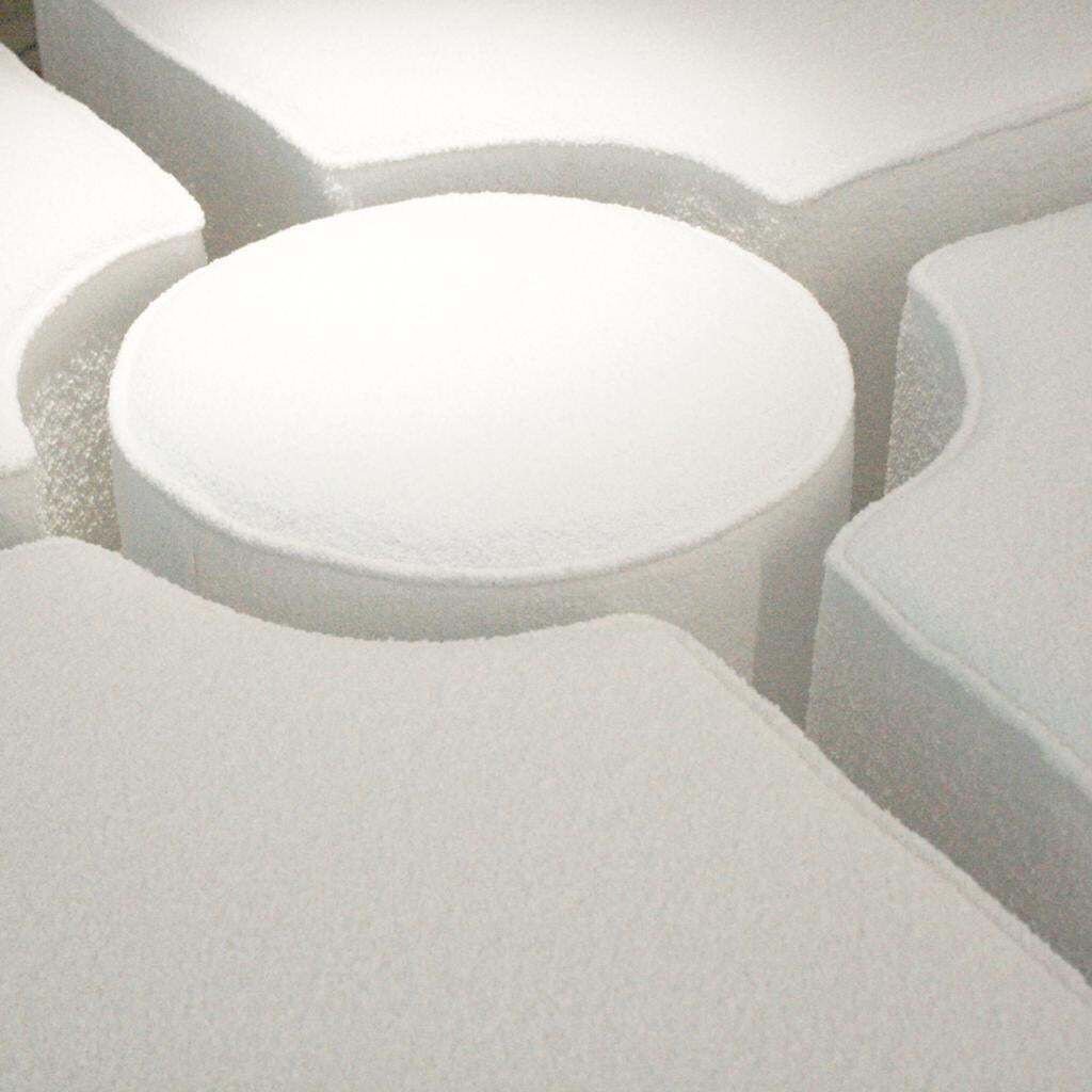 Contemporary "Koala" White Wool Bouclé Italian Ottoman Designed By L.A. Studio photo 3506.0