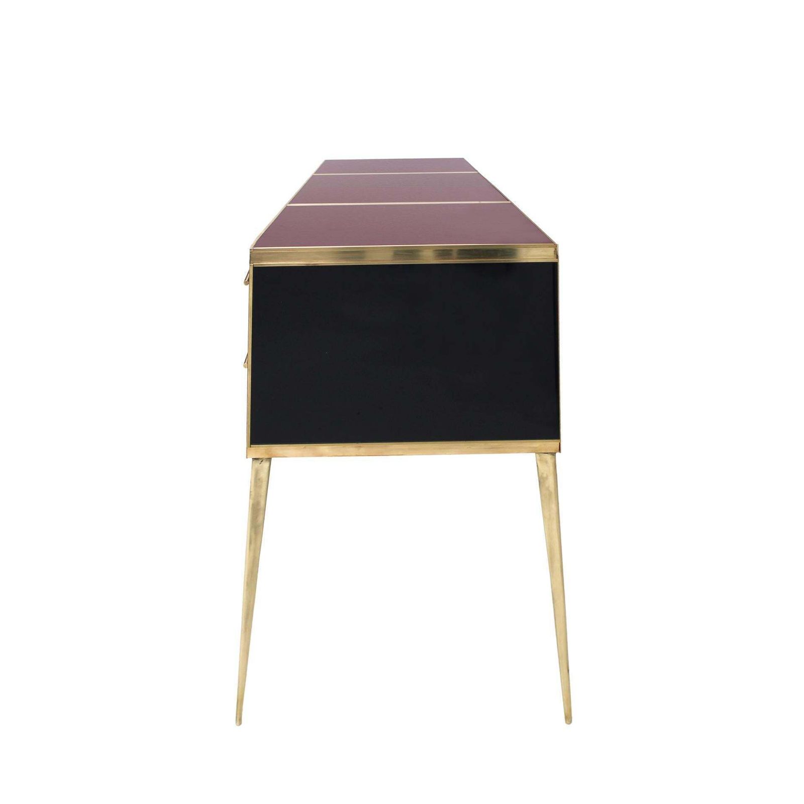 Midcentury Style Italian Sideboard Made Of Wood And Covered With Colored Glass photo Furniture